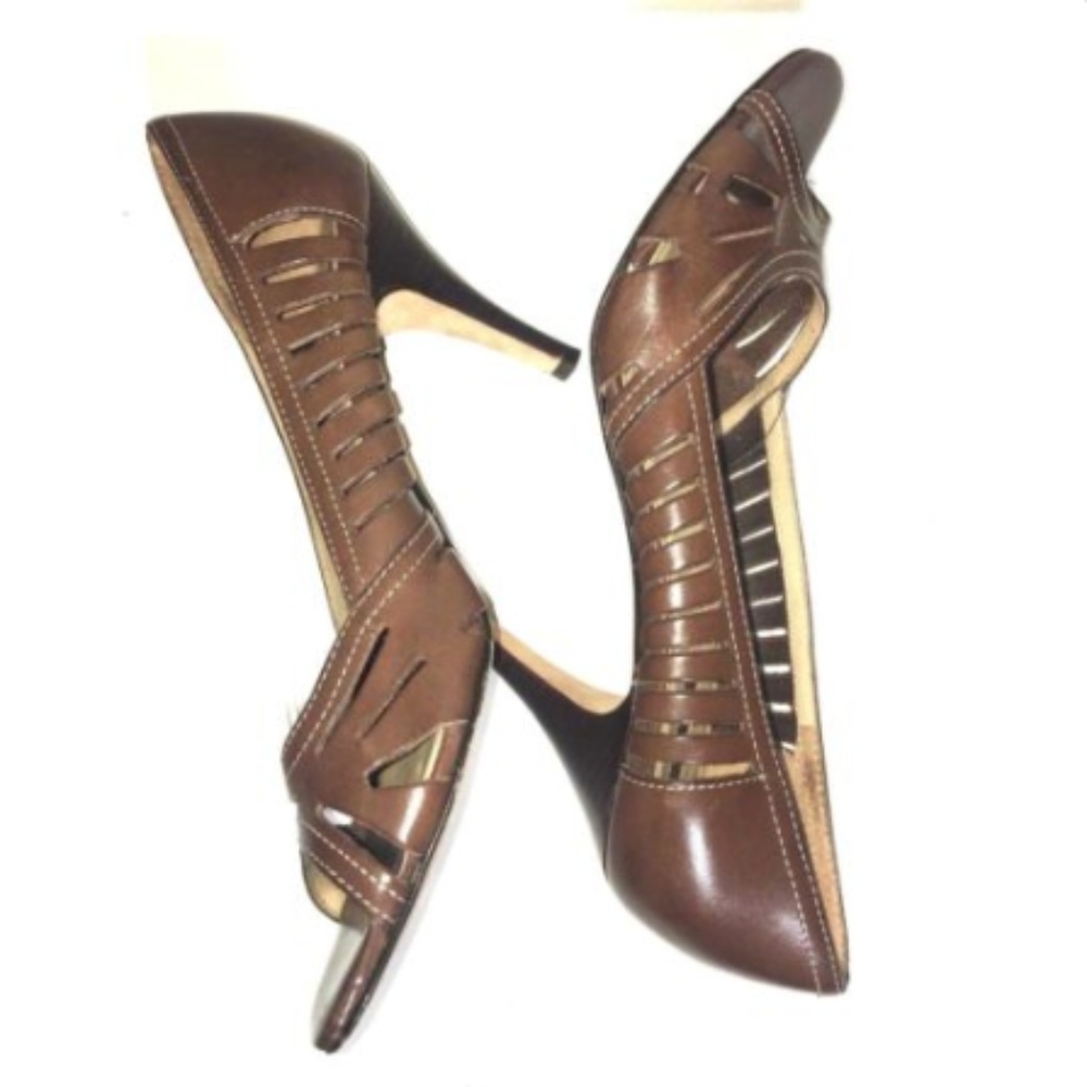 Nordstrom Open Toe Heel Size 8 M All Leather